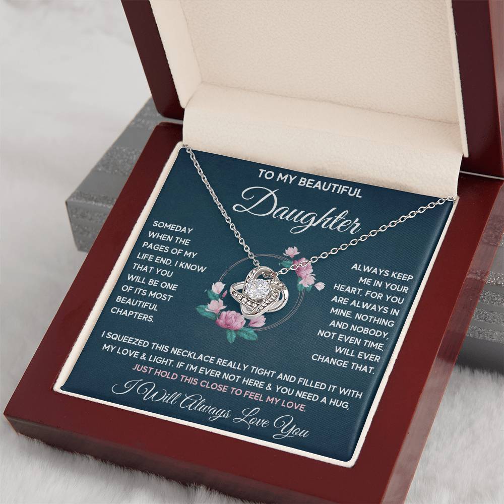 To My Daughter Chapters Squeezed Love Knot Necklace Gift Set