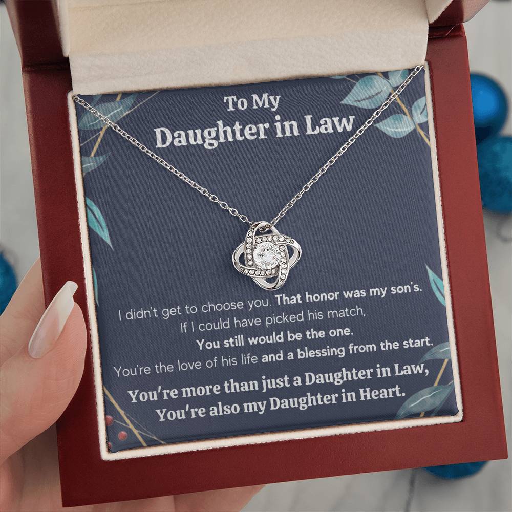 TO MY DAUGHTER IN LAW HONOR KNOT NECKLACE GIFT SET