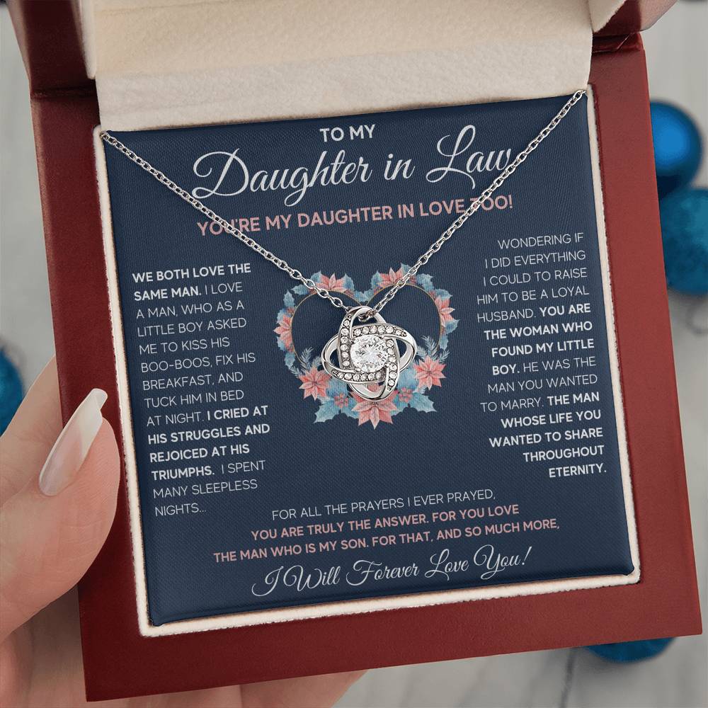 TO MY DAUGHTER IN LAW - DAUGHTER IN LOVE KNOT NECKLACE GIFT SET