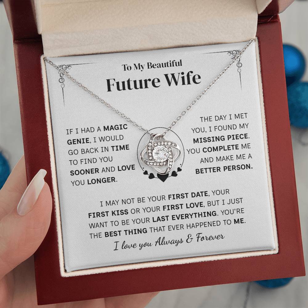 TO MY FUTURE WIFE MAGIC GENIE LOVE KNOT NECKLACE GIFT SET
