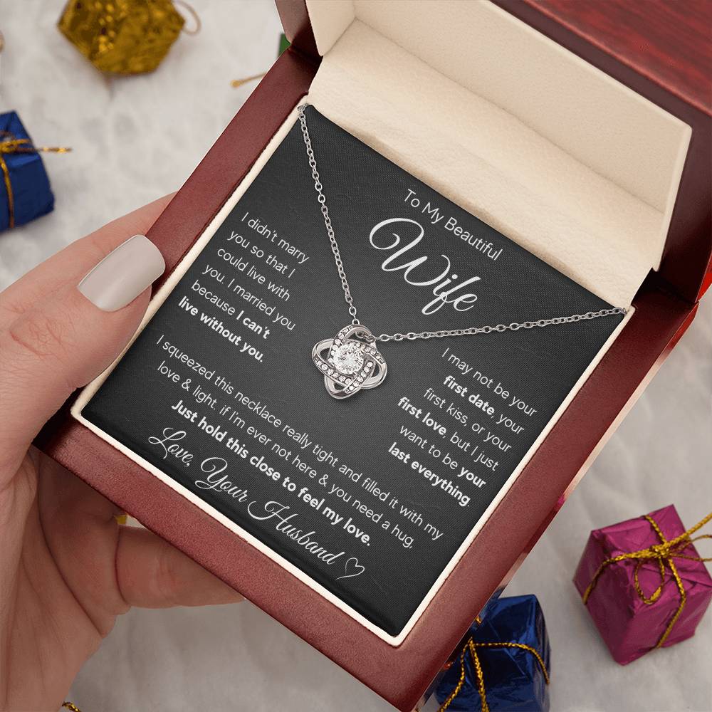 To My Wife Last Everything Love Knot Necklace Gift Set