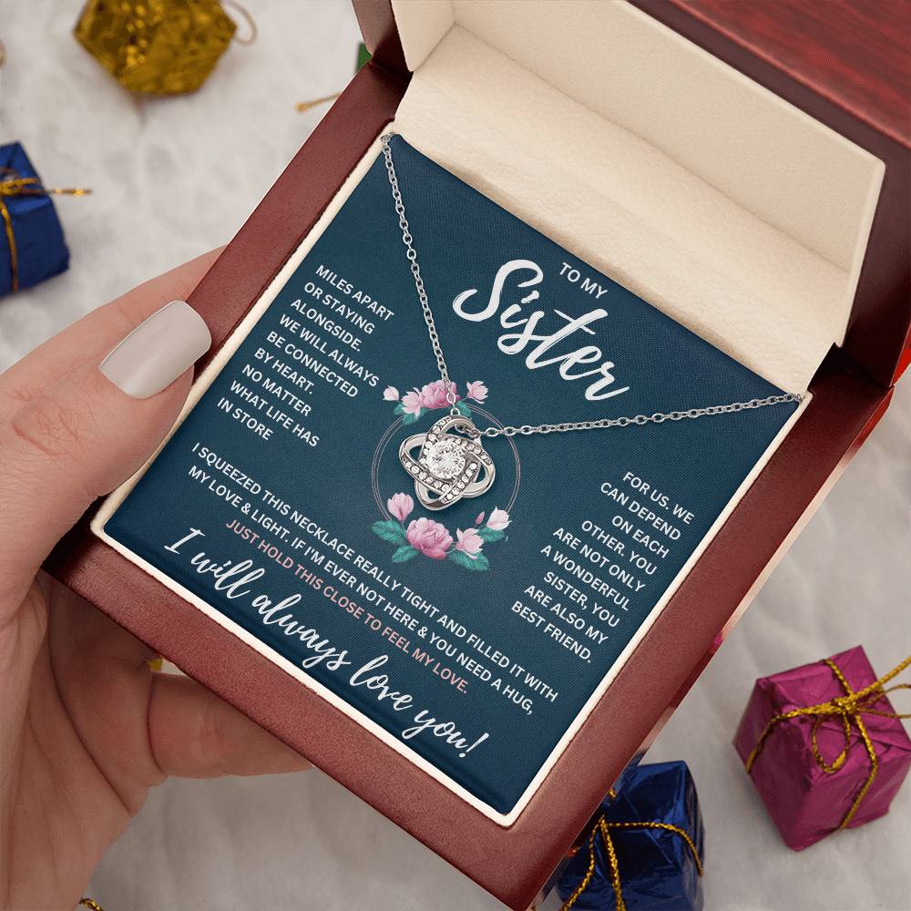 TO MY SISTER SQUEEZED KNOT NECKLACE GIFT SET