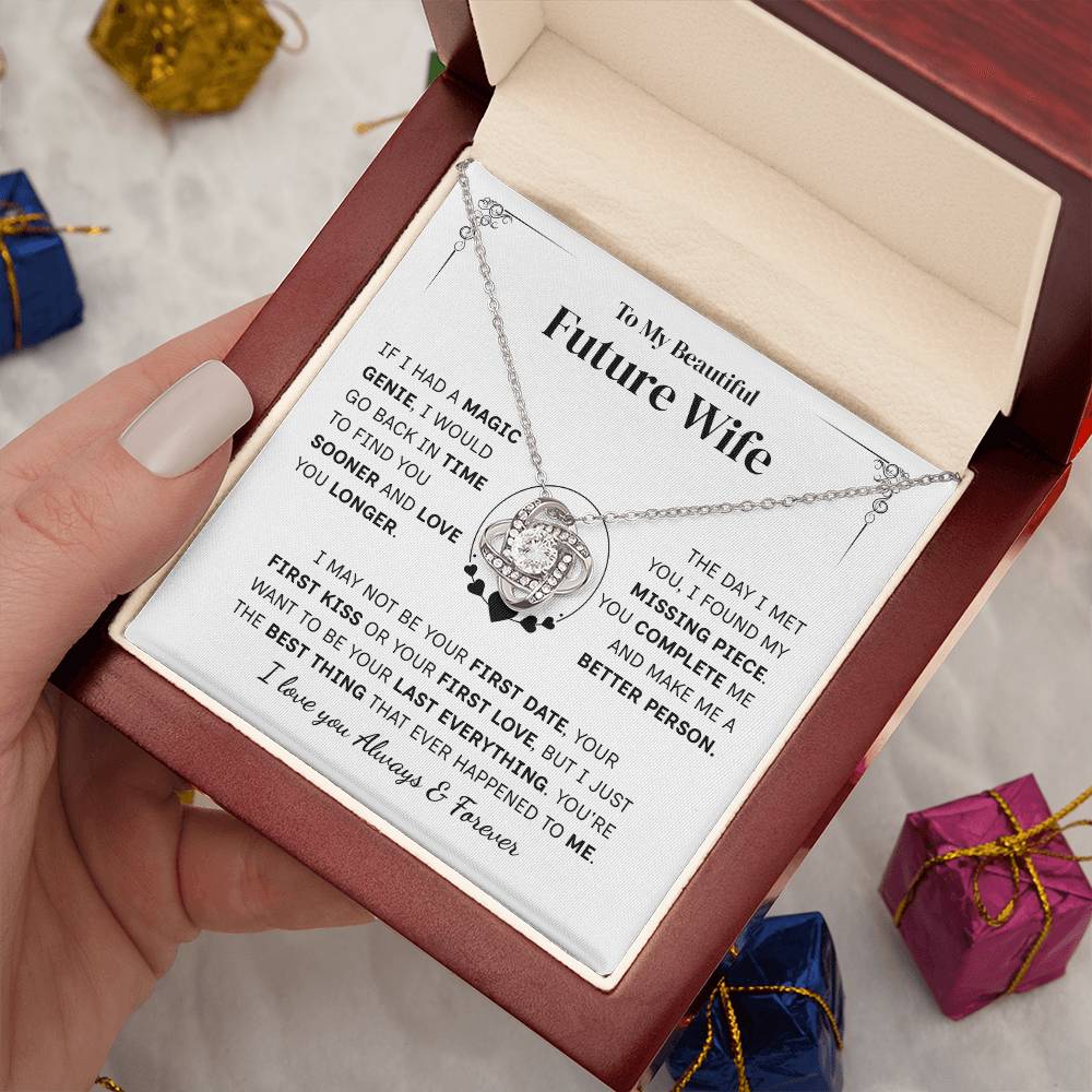 TO MY FUTURE WIFE MAGIC GENIE LOVE KNOT NECKLACE GIFT SET
