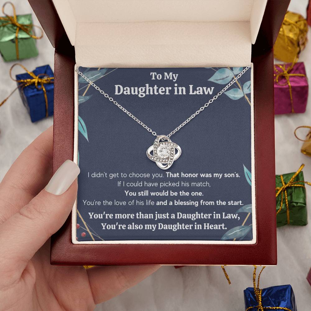 TO MY DAUGHTER IN LAW HONOR KNOT NECKLACE GIFT SET