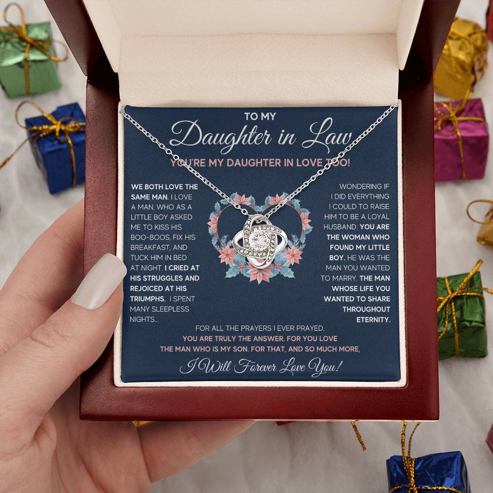 TO MY DAUGHTER IN LAW - DAUGHTER IN LOVE KNOT NECKLACE GIFT SET
