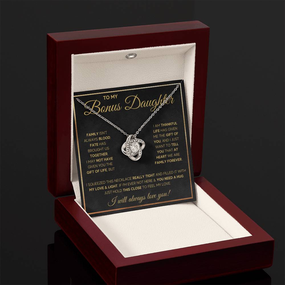 TO MY BONUS DAUGHTER GOLD FATE KNOT NECKLACE GIFT SET