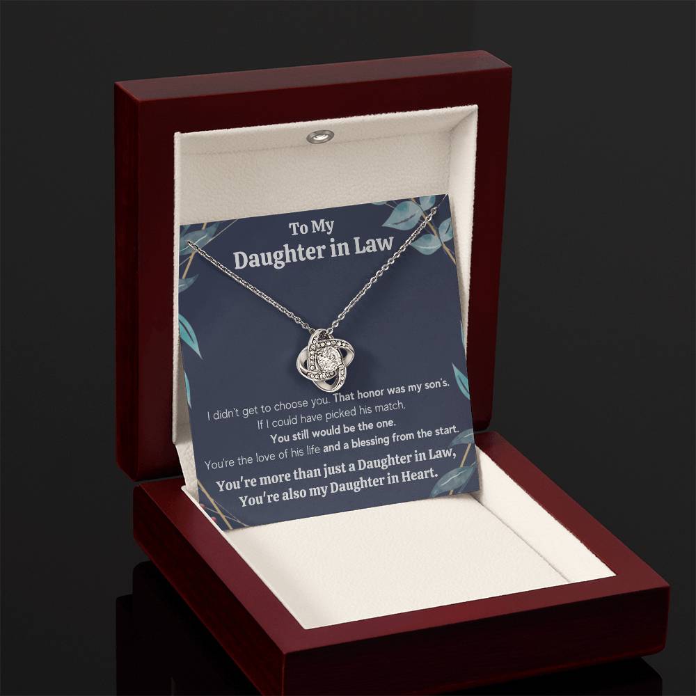 TO MY DAUGHTER IN LAW HONOR KNOT NECKLACE GIFT SET