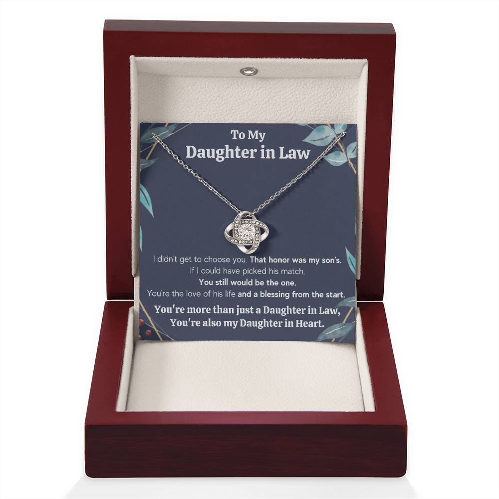 TO MY DAUGHTER IN LAW HONOR KNOT NECKLACE GIFT SET