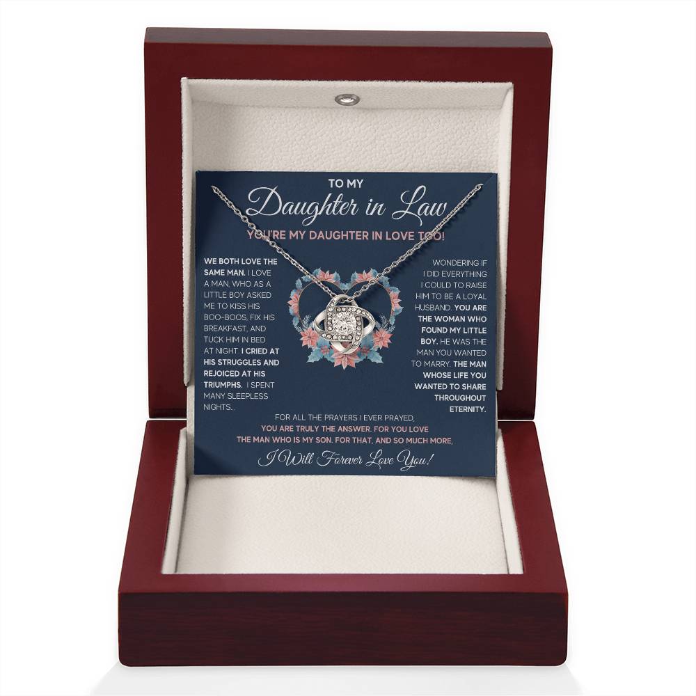 TO MY DAUGHTER IN LAW - DAUGHTER IN LOVE KNOT NECKLACE GIFT SET