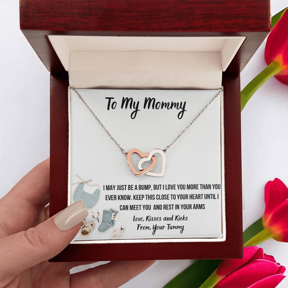 TO MY MOMMY "BABY FASHION" INTERLOCKING HEARTS NECKLACE GIFT SET