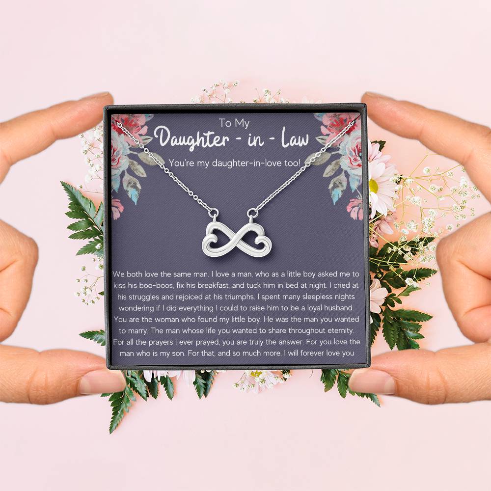 TO MY DAUGHTER IN LAW DAUGHTER IN LOVE INFINITY NECKLACE GIFT SET