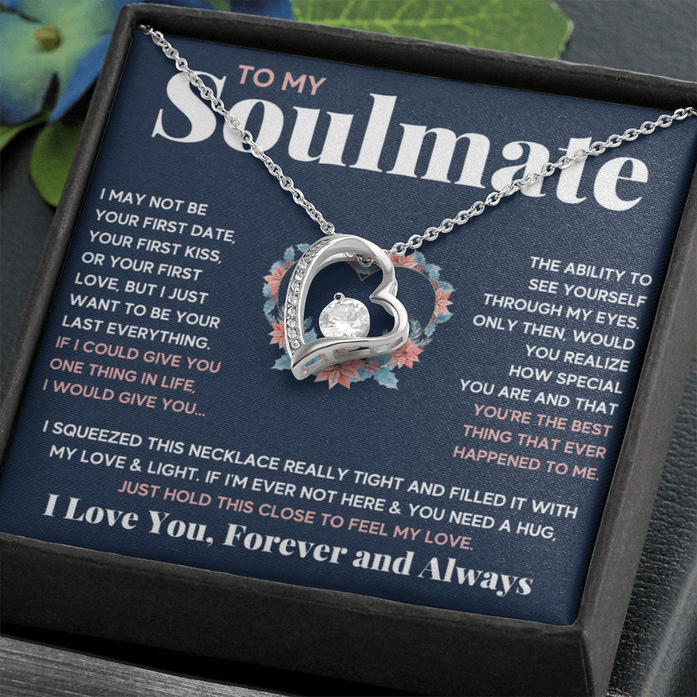 To My Soulmate Blue Squeeze Forever Love Necklace Gift Set