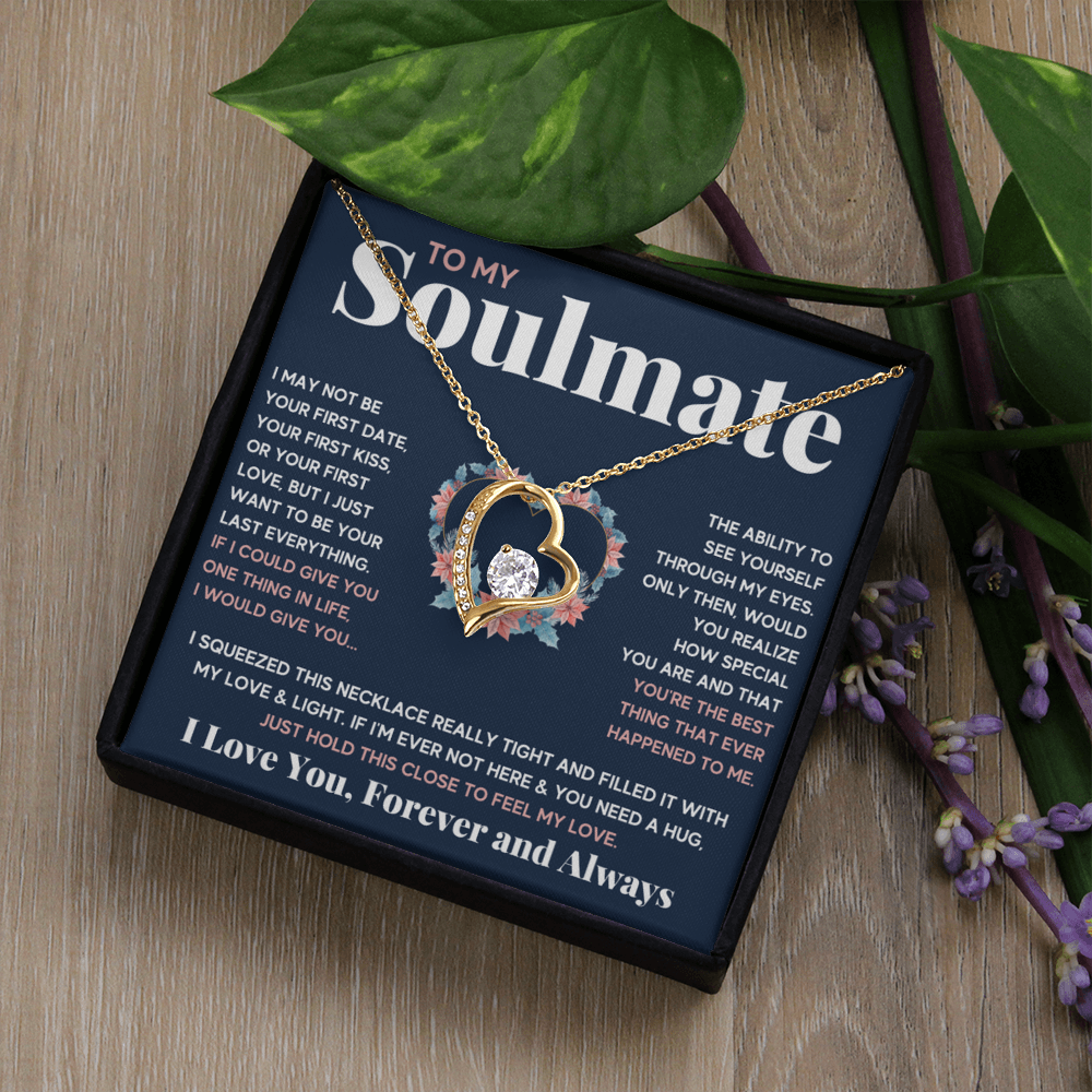 To My Soulmate Blue Squeeze Forever Love Necklace Gift Set