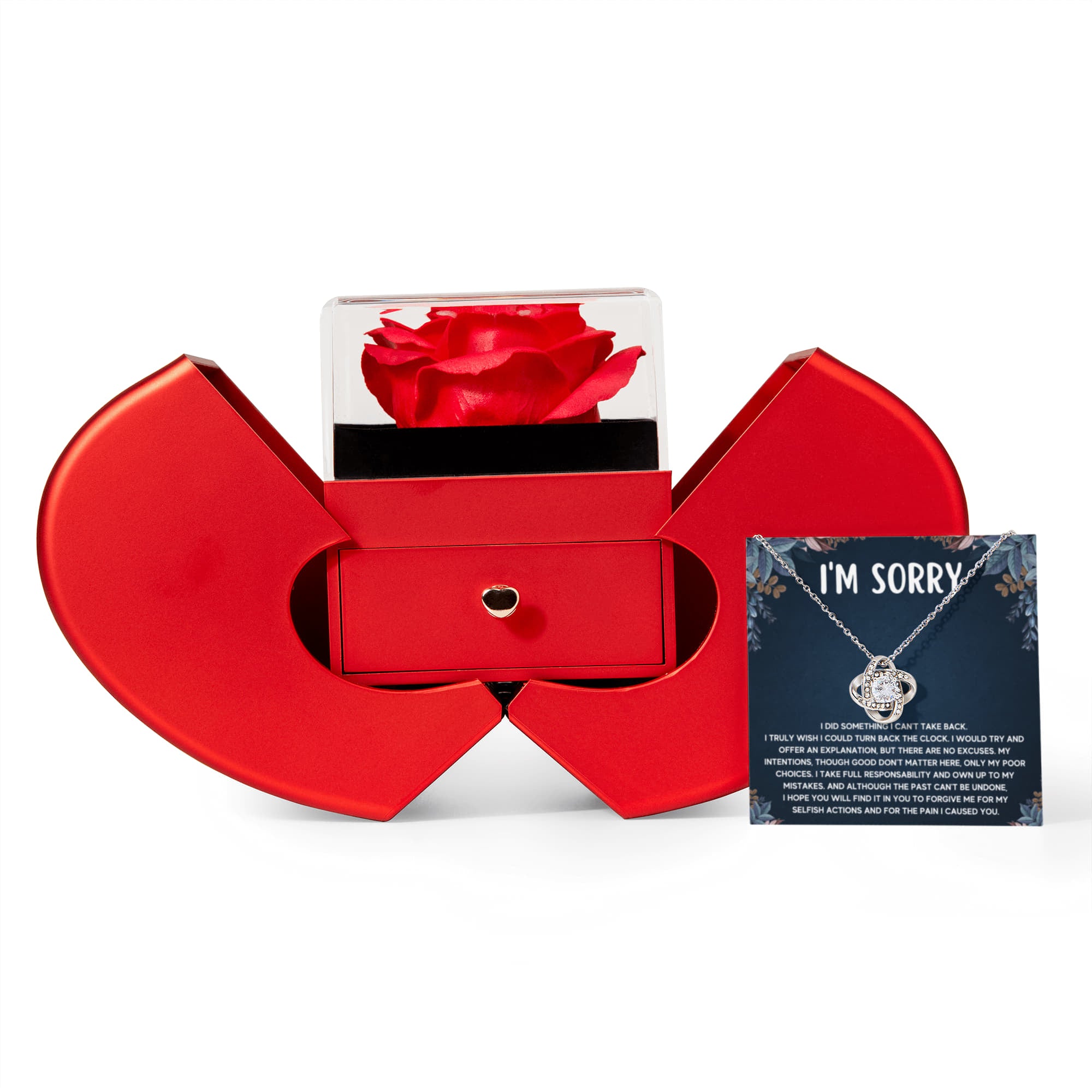Apology Turn Back Love Knot Necklace Heart Box Gift Set