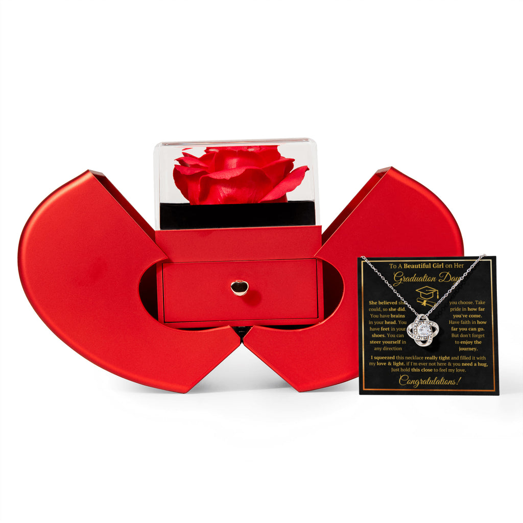 Graduation Gifts For Her Love Knot Necklace Heart Box Gift Set
