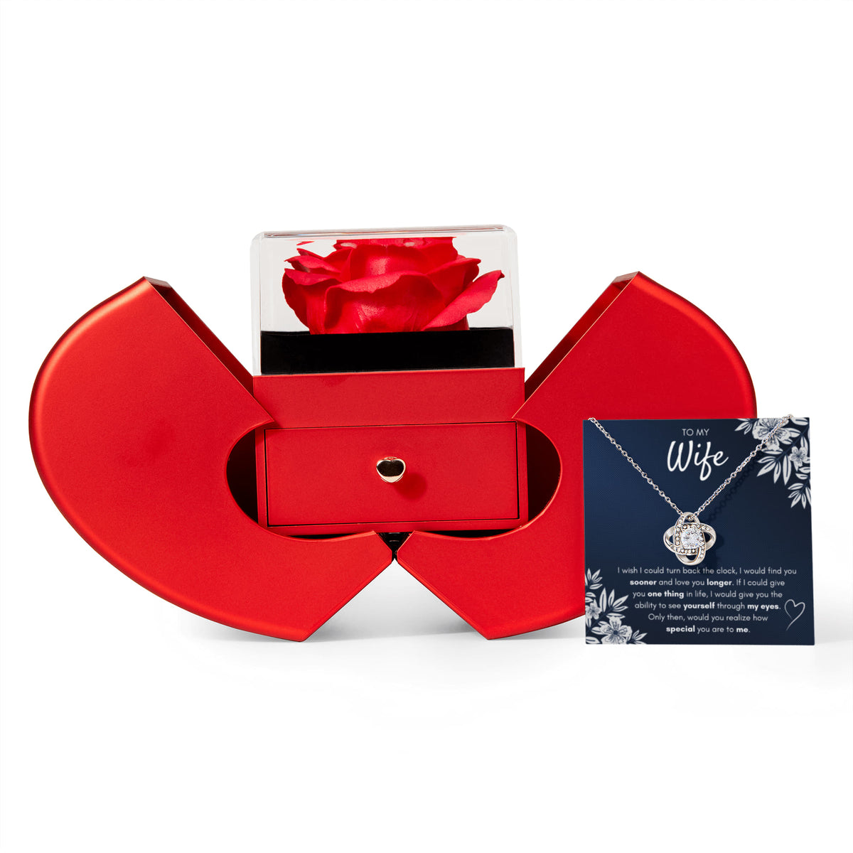 To  My Wife Sooner Love Knot Necklace Heart Box Gift Set