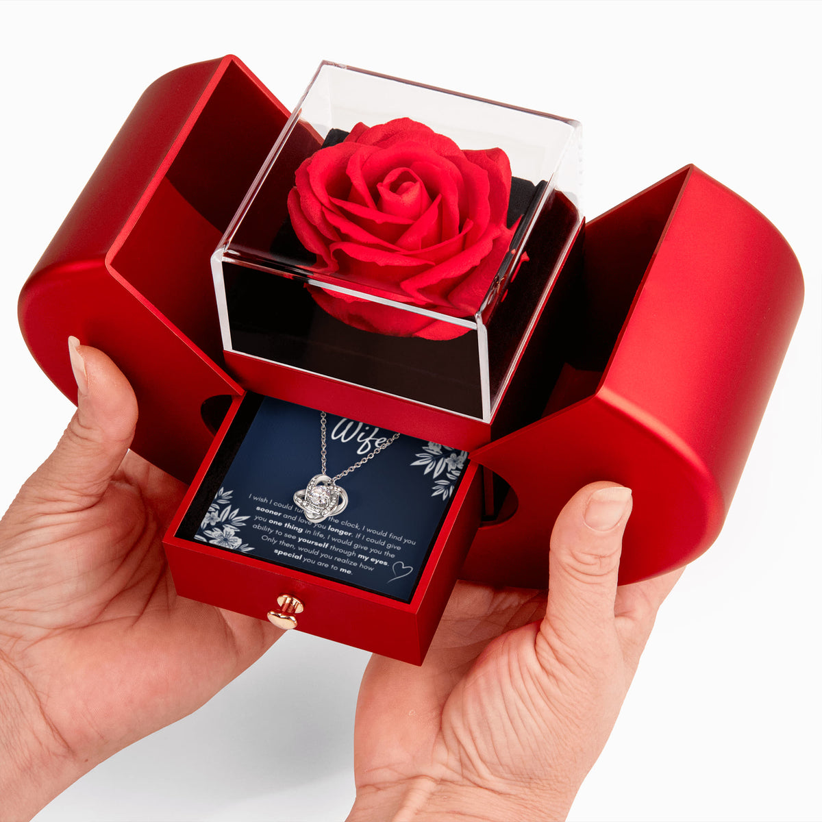 To  My Wife Sooner Love Knot Necklace Heart Box Gift Set