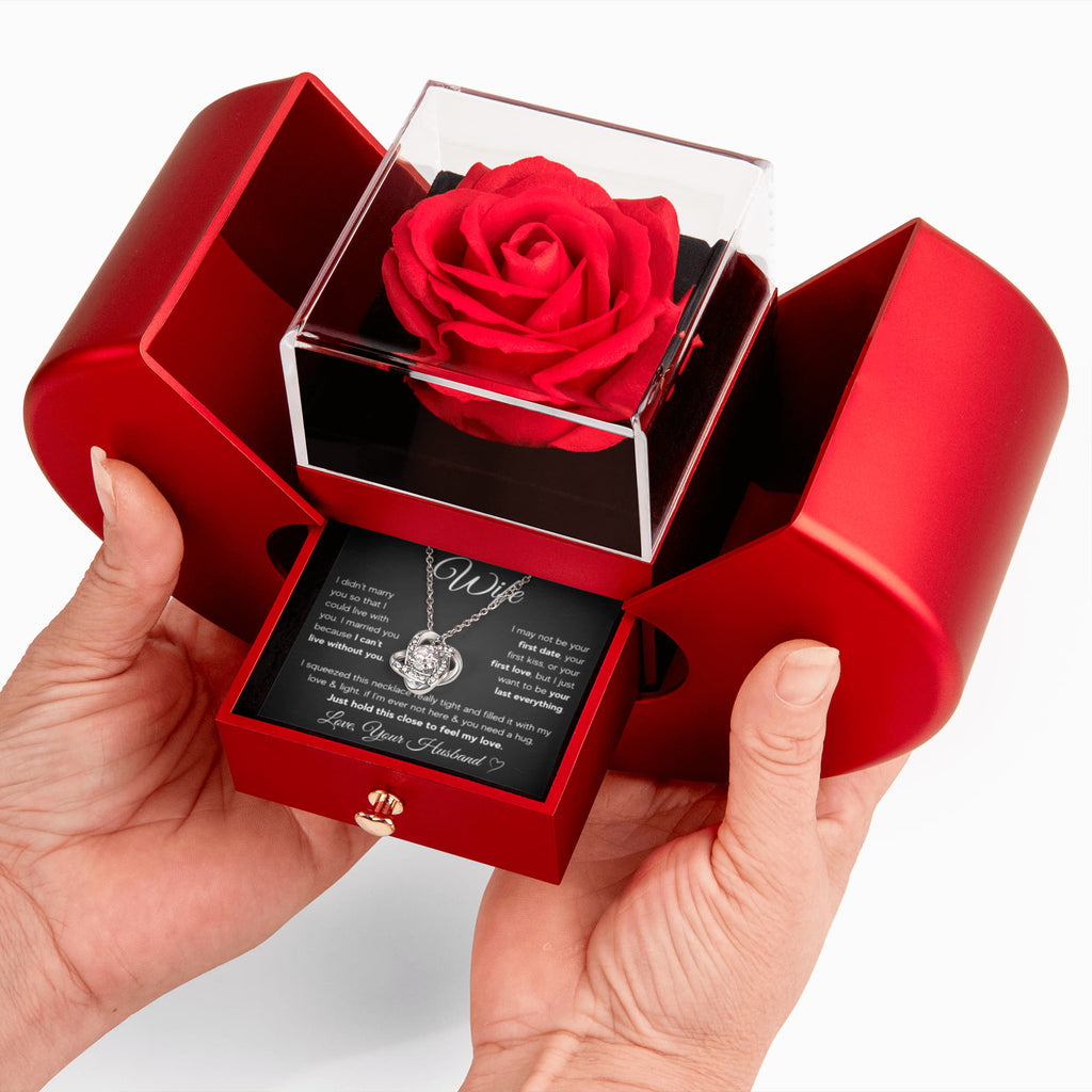 To My Wife Last Everything Love Knot Necklace Heart Box Gift Set