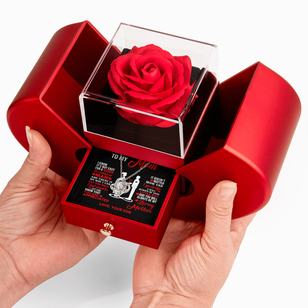 To My Little Boy Love Knot Necklace Heart Box Gift Set