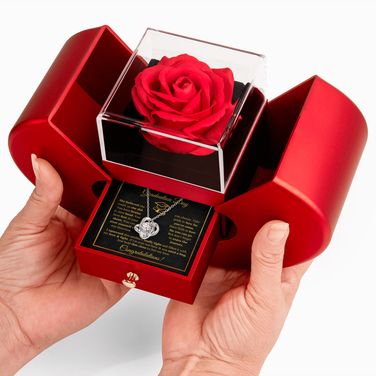 Graduation Gifts For Her Love Knot Necklace Heart Box Gift Set