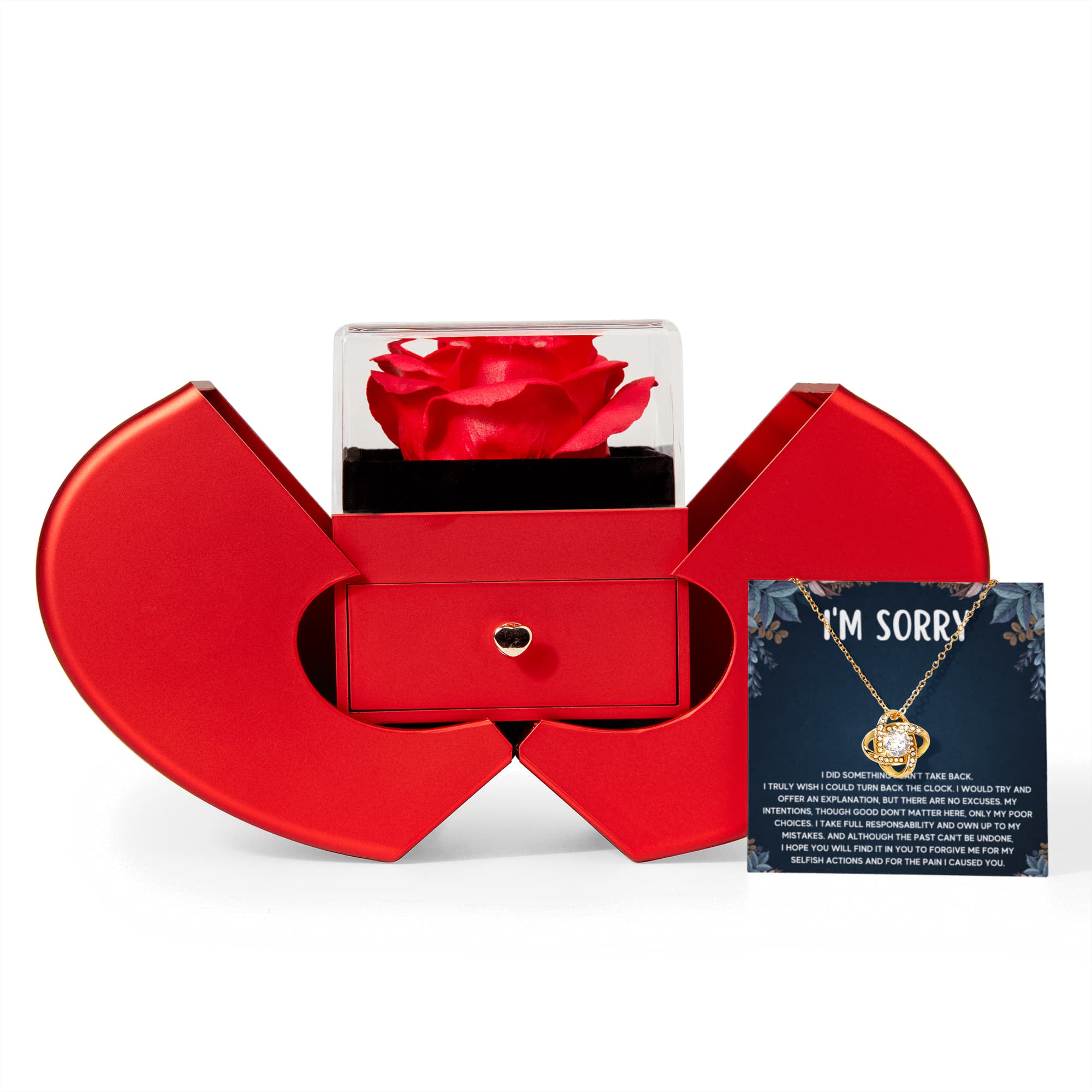 Apology Turn Back Love Knot Necklace Heart Box Gift Set