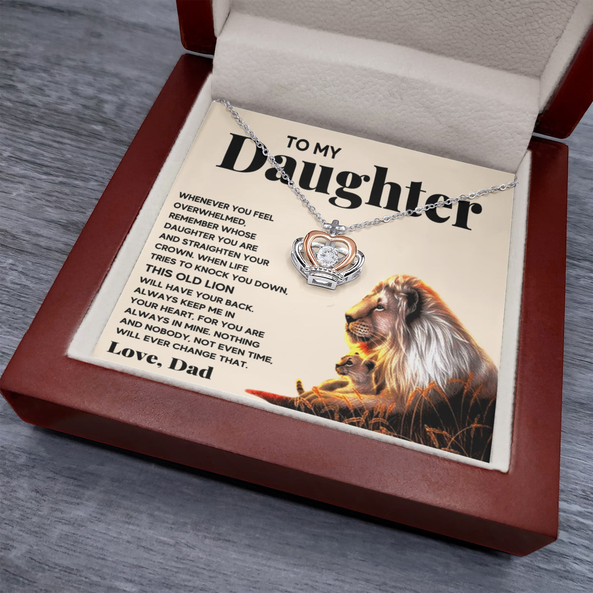 TO MY DAUGHTER LION CROWN NECKLACE GIFT SET