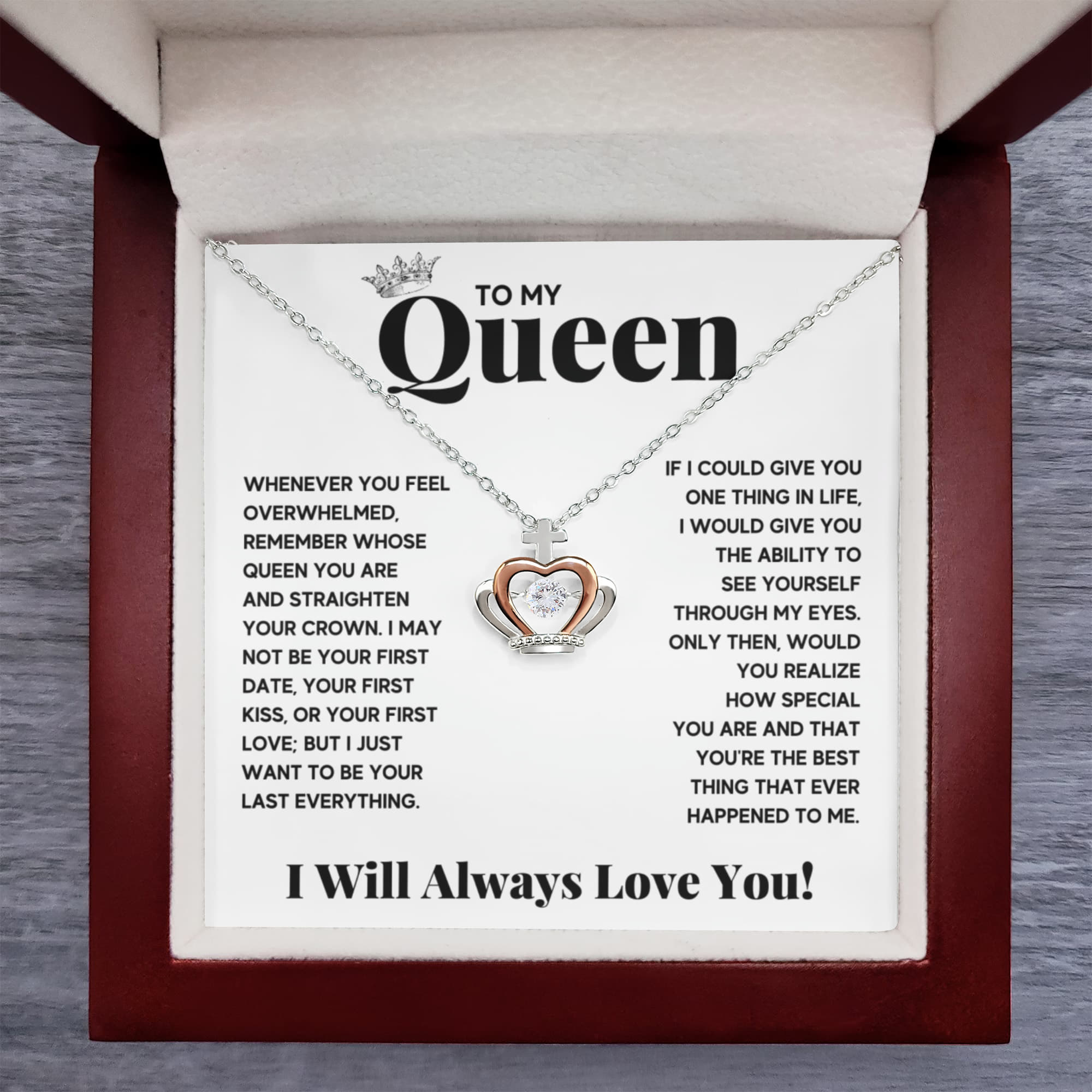 To My Queen Love Knot Necklace Gift Set