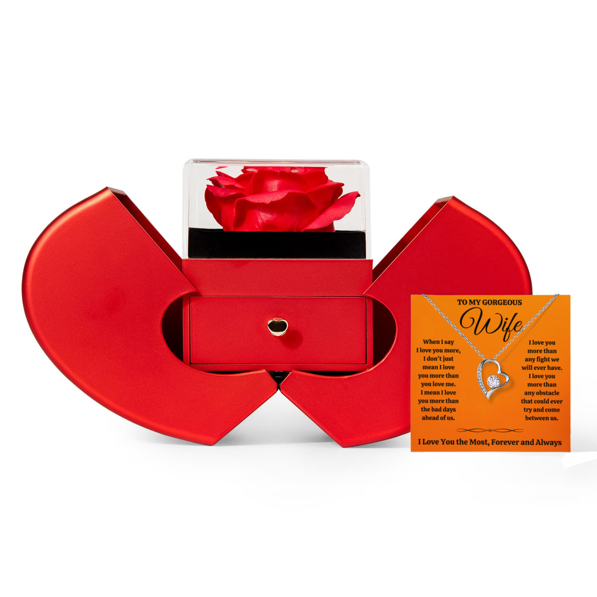 To My Wife Most Forever Love Necklace Heart Box Gift Set