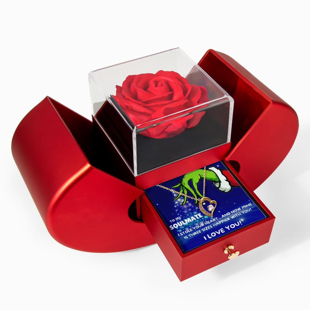 To My Soulmate Christmas Necklace Heart Box Gift Set