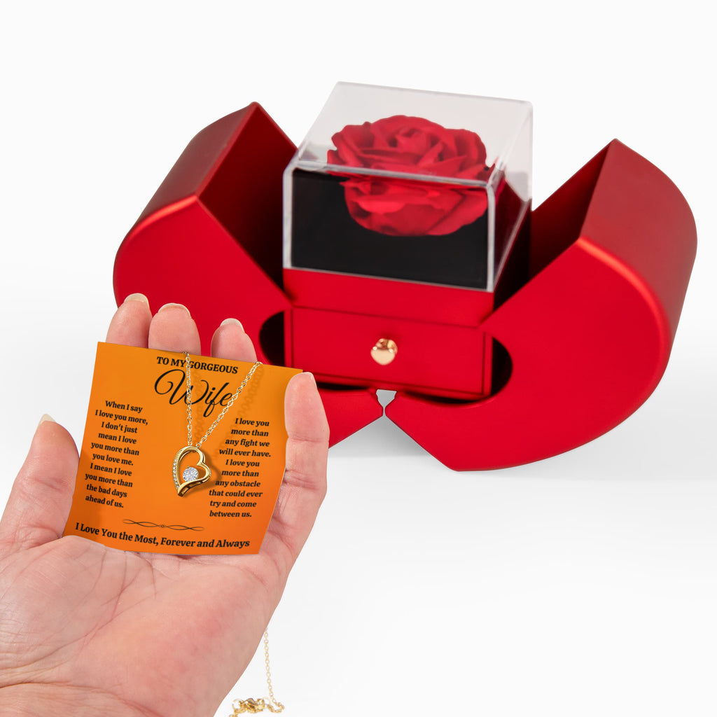 To My Wife Most Forever Love Necklace Heart Box Gift Set