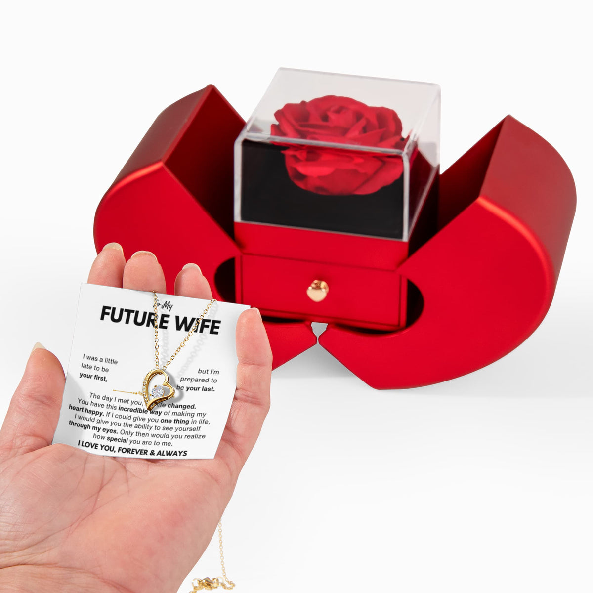 To My Future Wife Your Last Forever Love Necklace Heart Box Gift Set