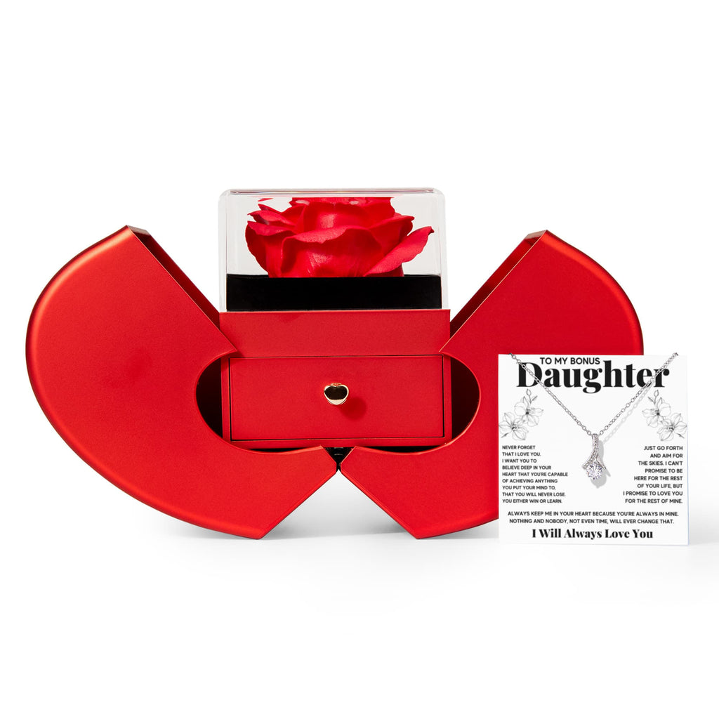 To My Bonus Daughter Alluring Necklace Heart Box Gift Set