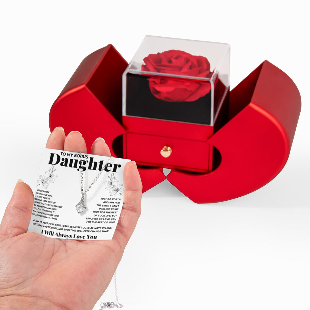 To My Bonus Daughter Alluring Necklace Heart Box Gift Set