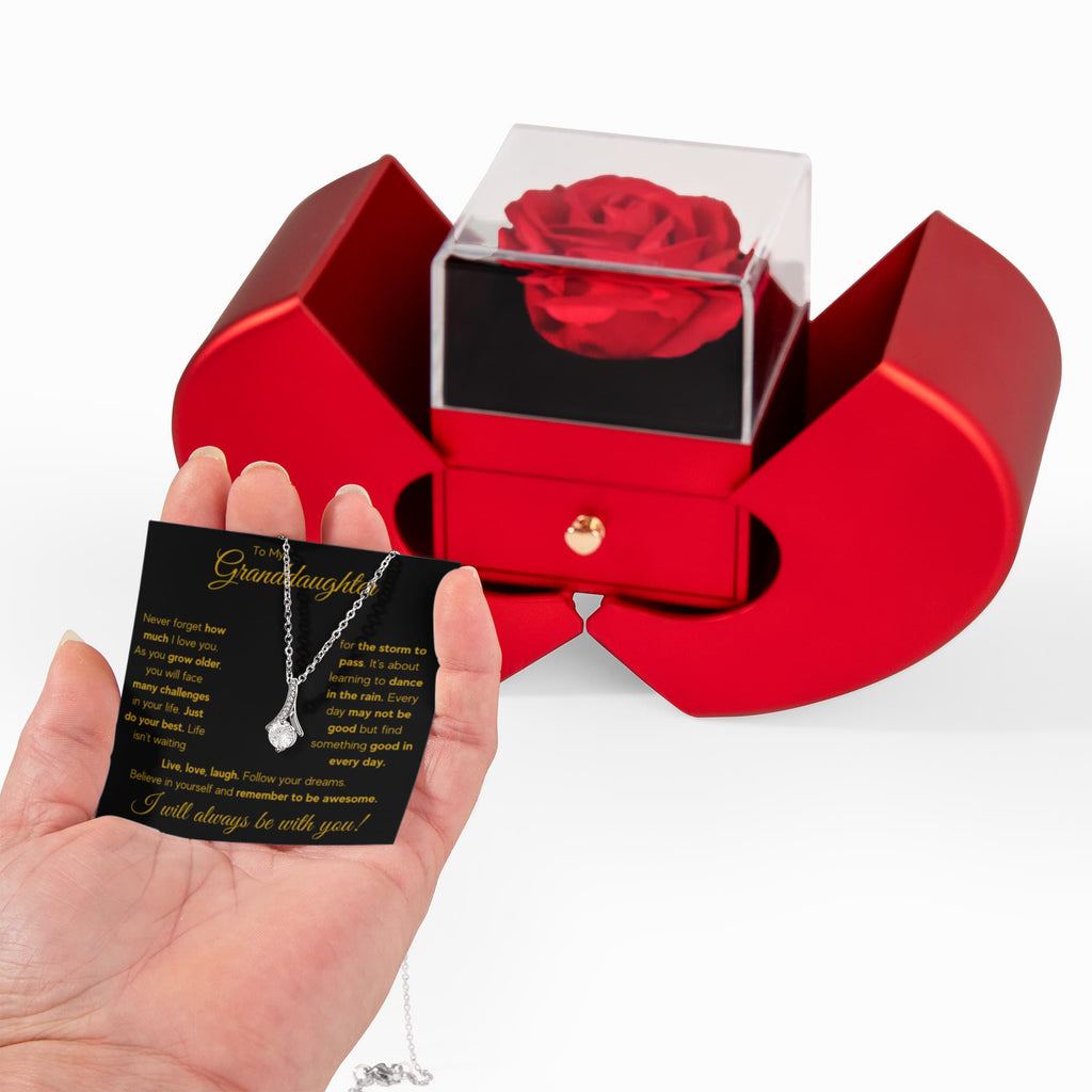 To My Granddaughter Rain Alluring Necklace Heart Box Gift Set