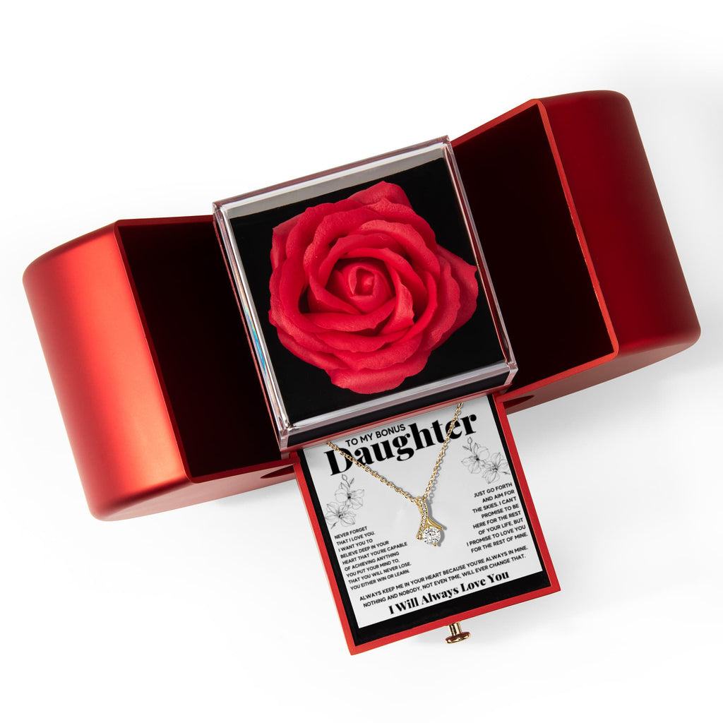 To My Bonus Daughter Alluring Necklace Heart Box Gift Set
