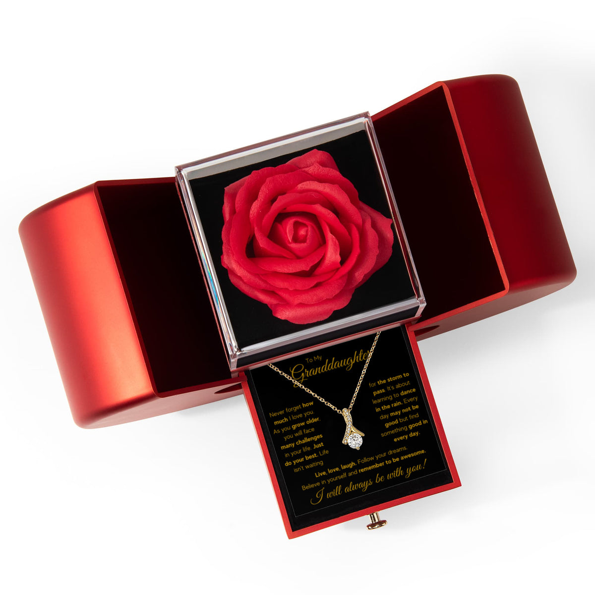 To My Granddaughter Rain Alluring Necklace Heart Box Gift Set