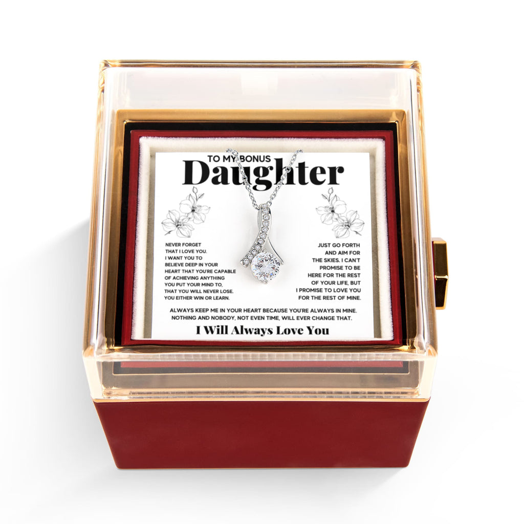 To My Bonus Daughter Alluring Necklace Rose Box Gift Set
