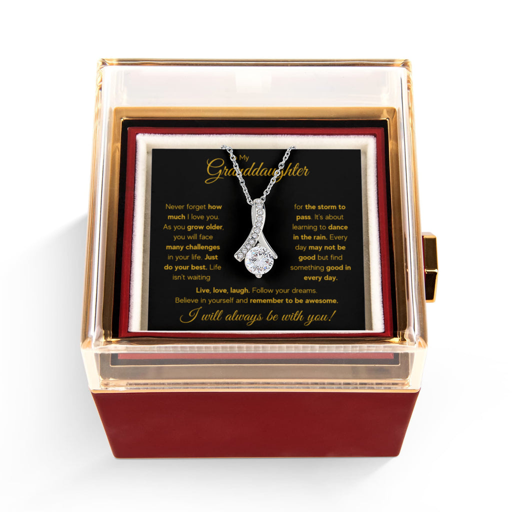 To My Granddaughter Rain Alluring Necklace Rose Box Gift Set