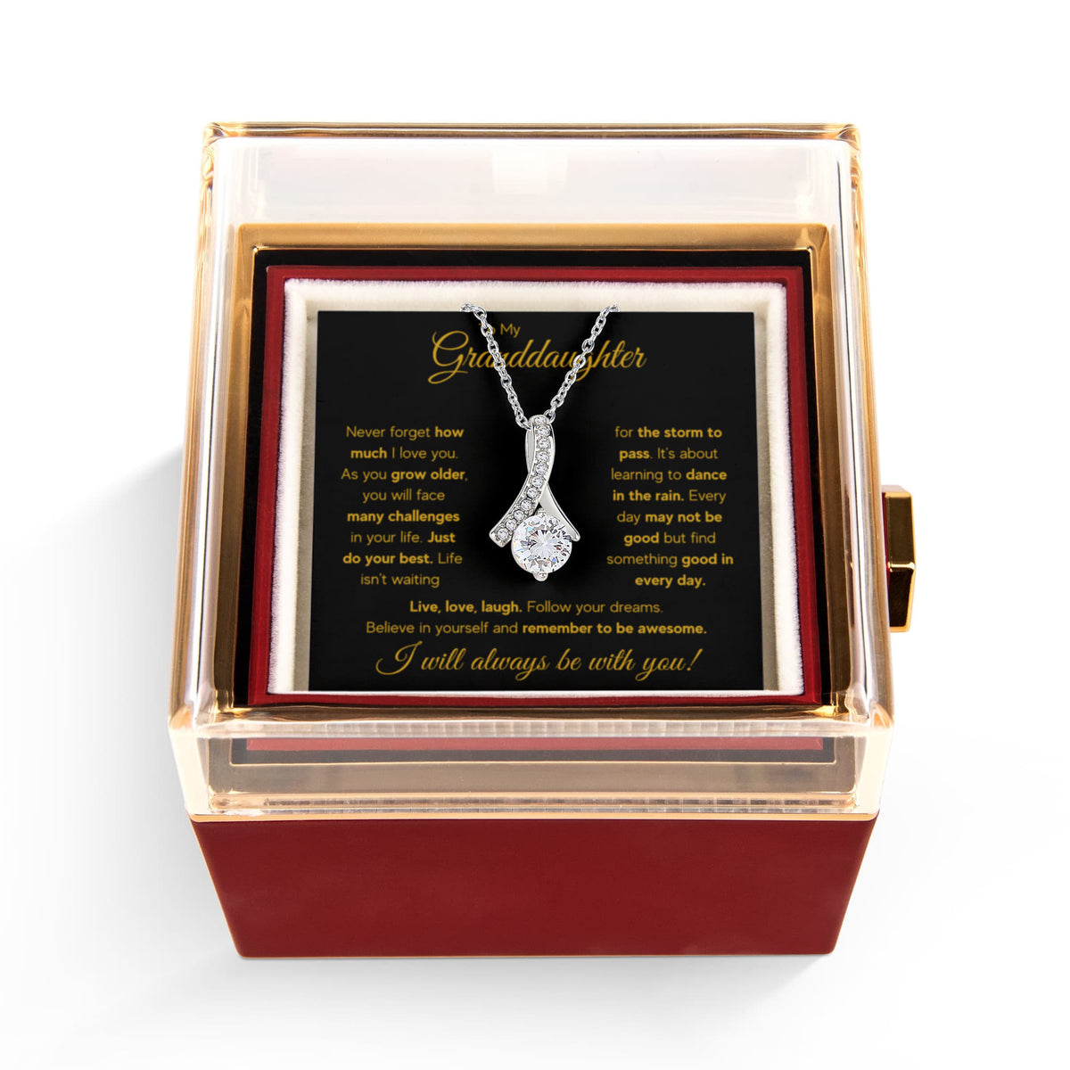 To My Granddaughter Rain Alluring Necklace Rose Box Gift Set