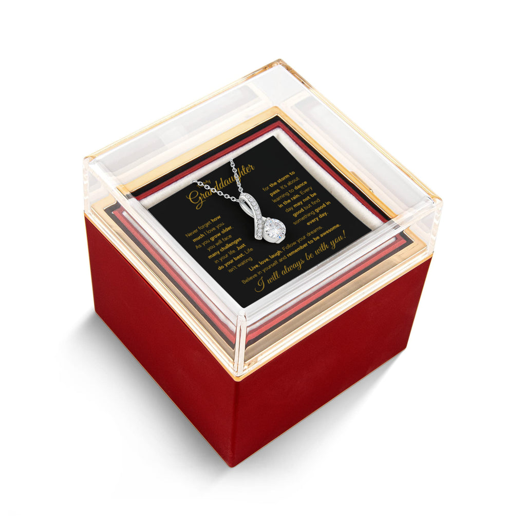 To My Granddaughter Rain Alluring Necklace Rose Box Gift Set
