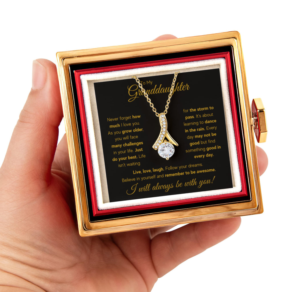 To My Granddaughter Rain Alluring Necklace Rose Box Gift Set