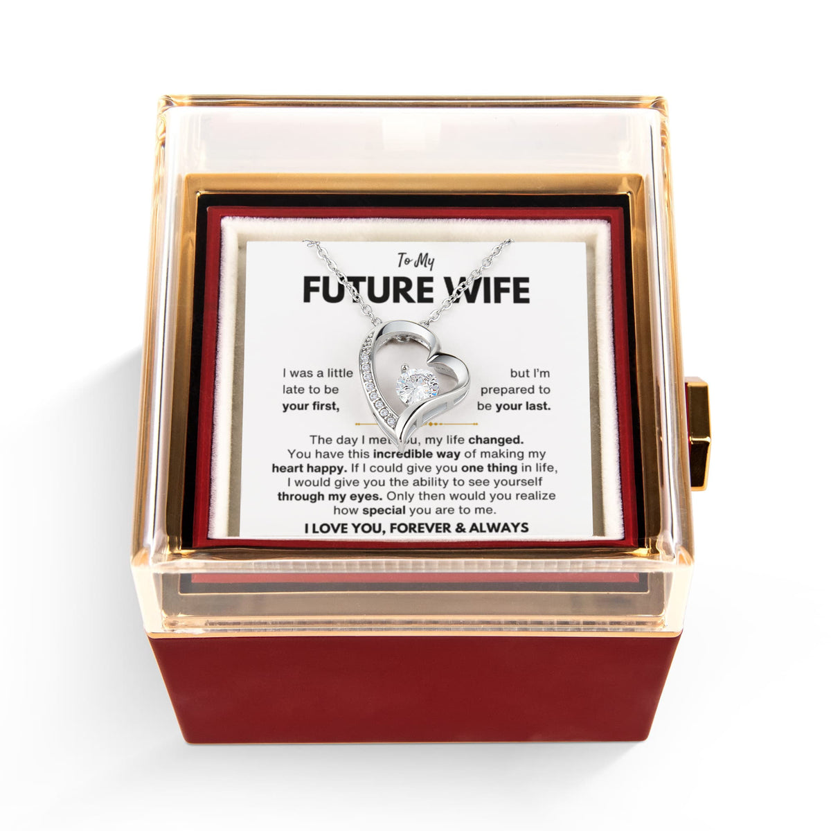 To My Future Wife Your Last Forever Love Necklace Rose Box Gift Set