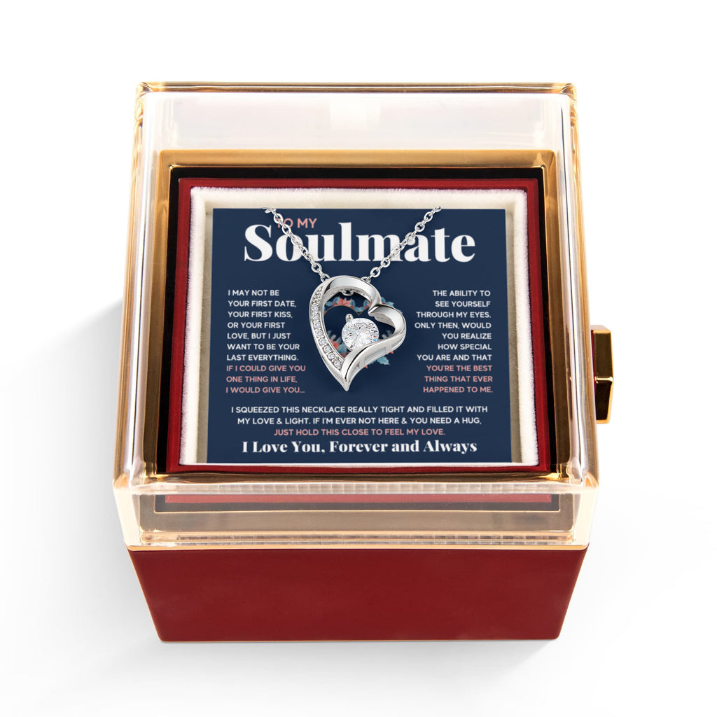 To My Soulmate Blue Squeeze Forever Love Necklace Rose Box Gift Set