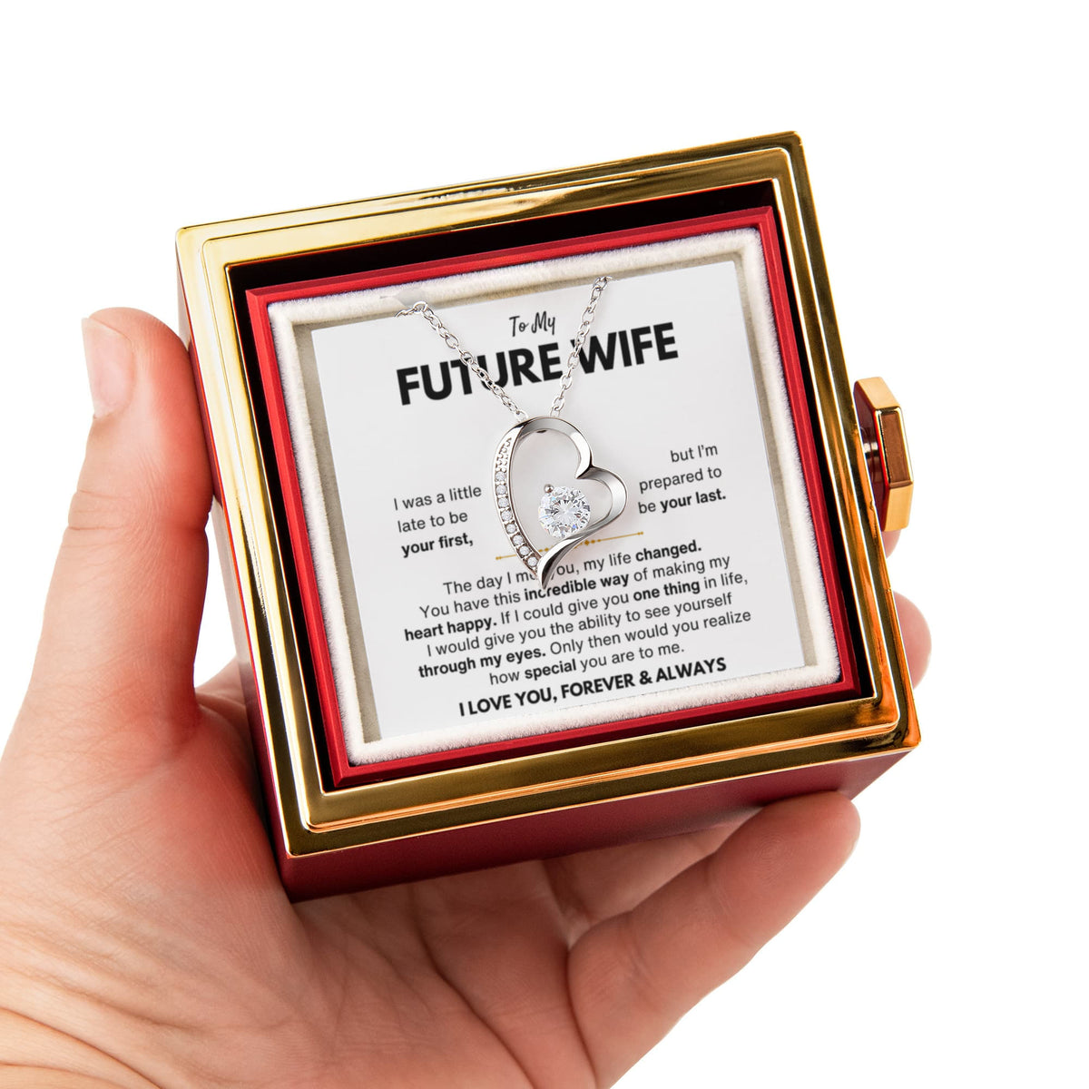 To My Future Wife Your Last Forever Love Necklace Rose Box Gift Set
