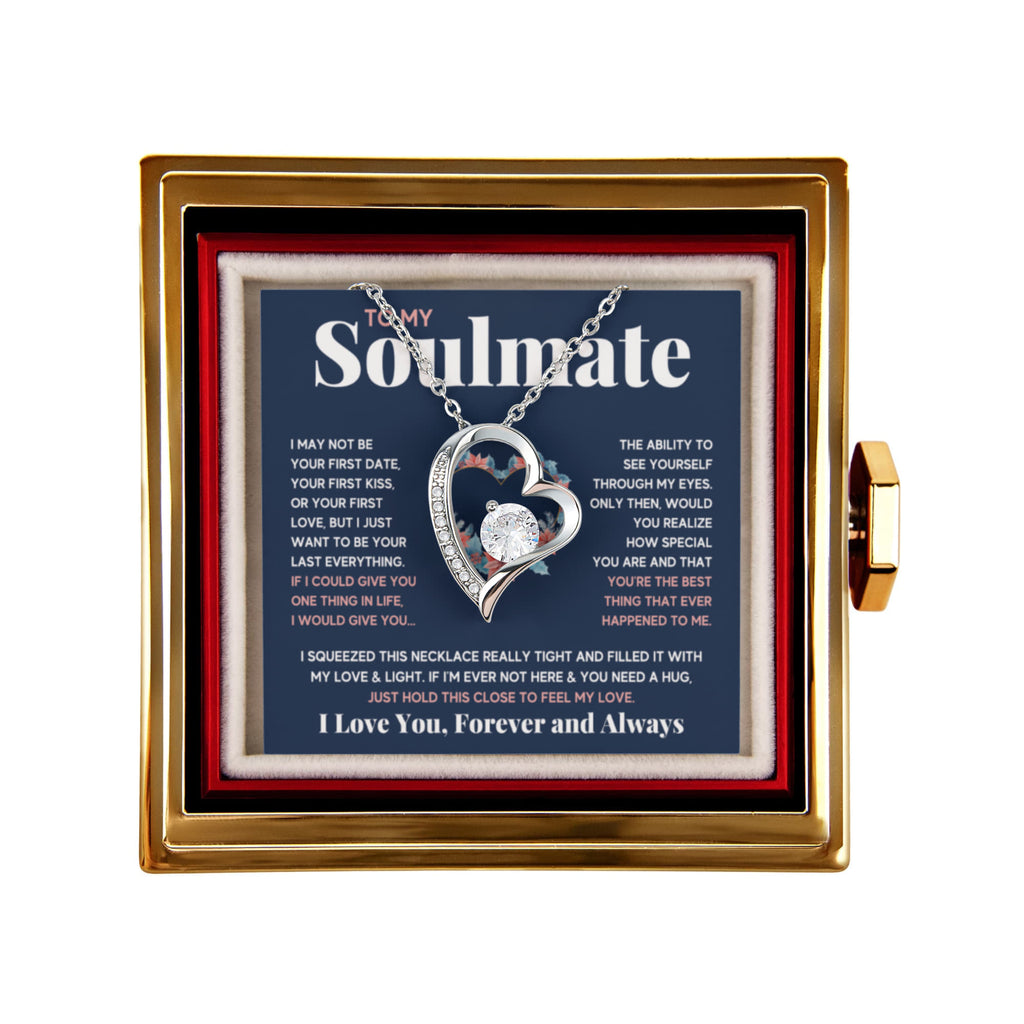 To My Soulmate Blue Squeeze Forever Love Necklace Rose Box Gift Set