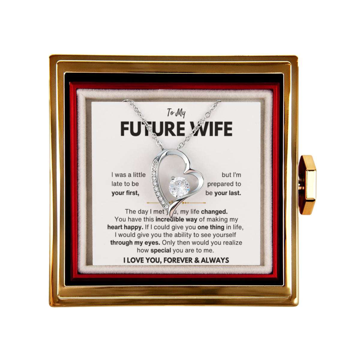 To My Future Wife Your Last Forever Love Necklace Rose Box Gift Set