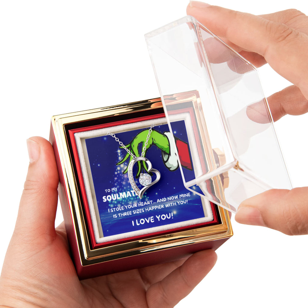 To My Soulmate Three Size Grinch Forever Love Necklace Rose Box Gift Set