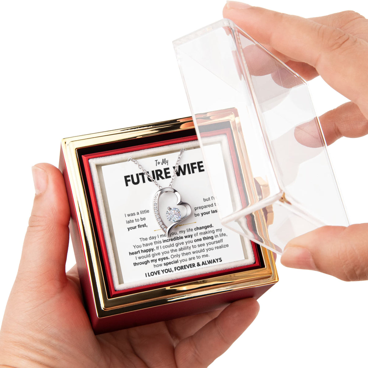 To My Future Wife Your Last Forever Love Necklace Rose Box Gift Set