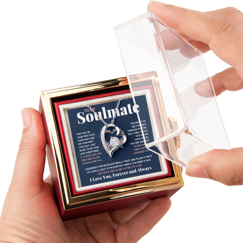 To My Soulmate Blue Squeeze Forever Love Necklace Rose Box Gift Set