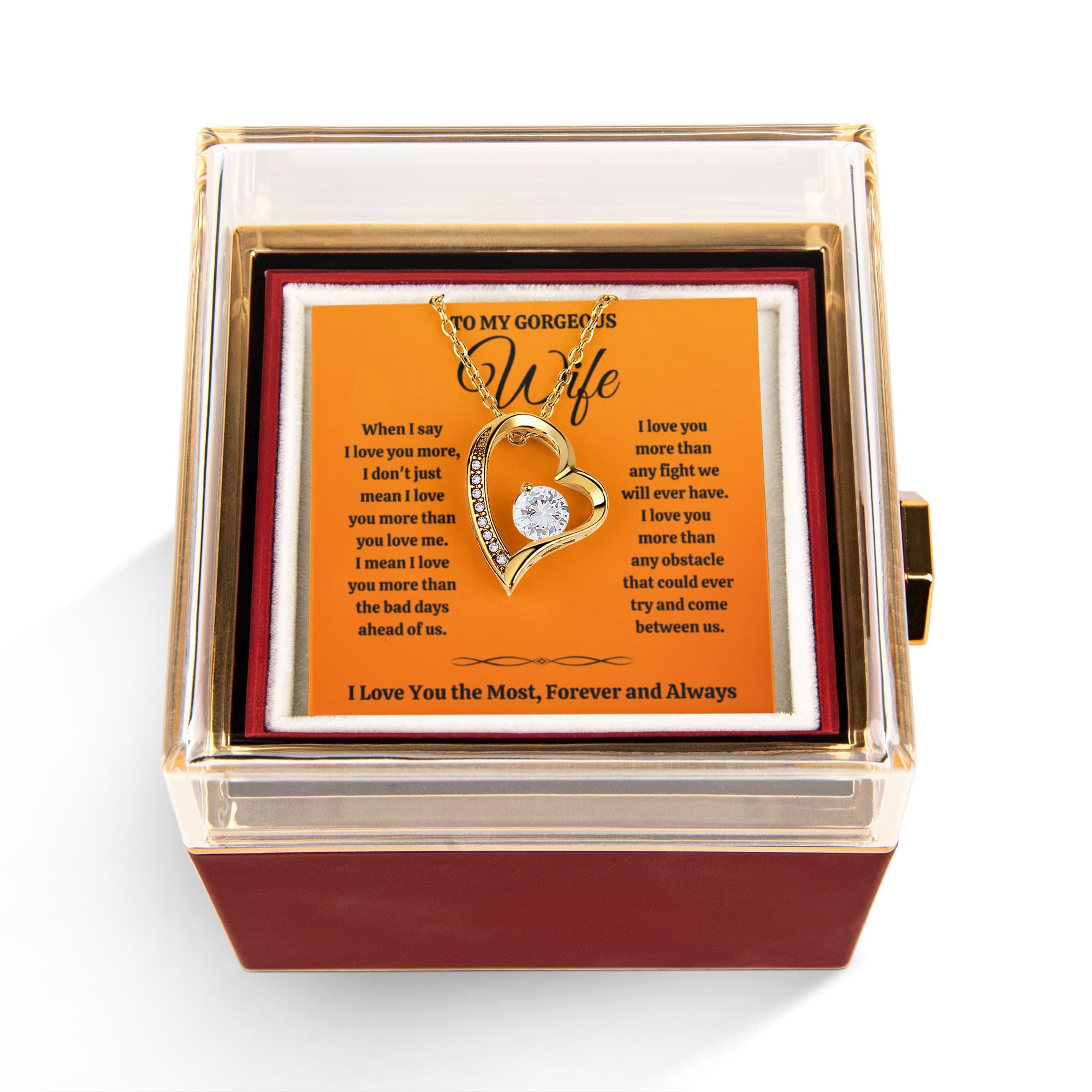 To My Wife Most Forever Love Necklace Rose Box Gift Set